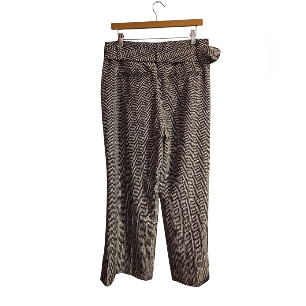 White House Black Market Luna Fluid Wide Leg Black White Pants 12 With Belt WP53 - Picture 7 of 12